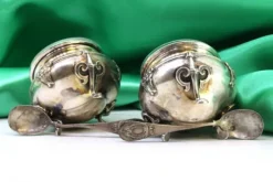 Outlet Pamono Silver Salt and Pepper Shakers with Glass Cores and Embossed Spoons, Set of 4