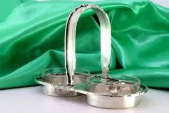Best Pamono Silver Salt and Pepper Shaker with Cut Glass Containers, Set of 2