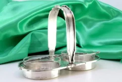 Best Pamono Silver Salt and Pepper Shaker with Cut Glass Containers, Set of 2