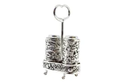 Pamono Silver Salt and Pepper Shakers with Embossed Floral Motifs> Salt & Pepper Shakers