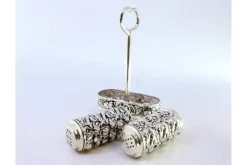 Pamono Silver Salt and Pepper Shakers with Embossed Floral Motifs><noscript><img width=