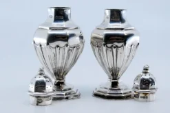 Pamono Silver Salt and Pepper Shaker with Reliefs, Set of 2><noscript><img width=