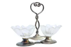 Pamono Silver Salt and Pepper Shakers with Shell-Shaped Glass Containers, Set of 2> Salt & Pepper Shakers
