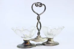 Pamono Silver Salt and Pepper Shakers with Shell-Shaped Glass Containers, Set of 2> Salt & Pepper Shakers
