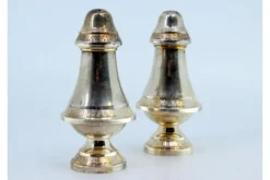 Pamono Silver Salt and Pepper Shakers with Engravings, Set of 2><noscript><img width=