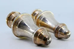 Pamono Silver Salt and Pepper Shakers with Engravings, Set of 2><noscript><img width=