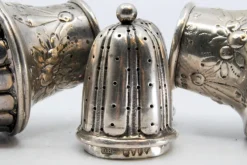 Pamono Silver Salt and Pepper Shaker with Raised Plant Elements, Set of 2