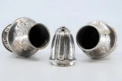 Pamono Silver Salt and Pepper Shaker with Raised Plant Elements, Set of 2