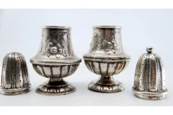 Pamono Silver Salt and Pepper Shaker with Raised Plant Elements, Set of 2