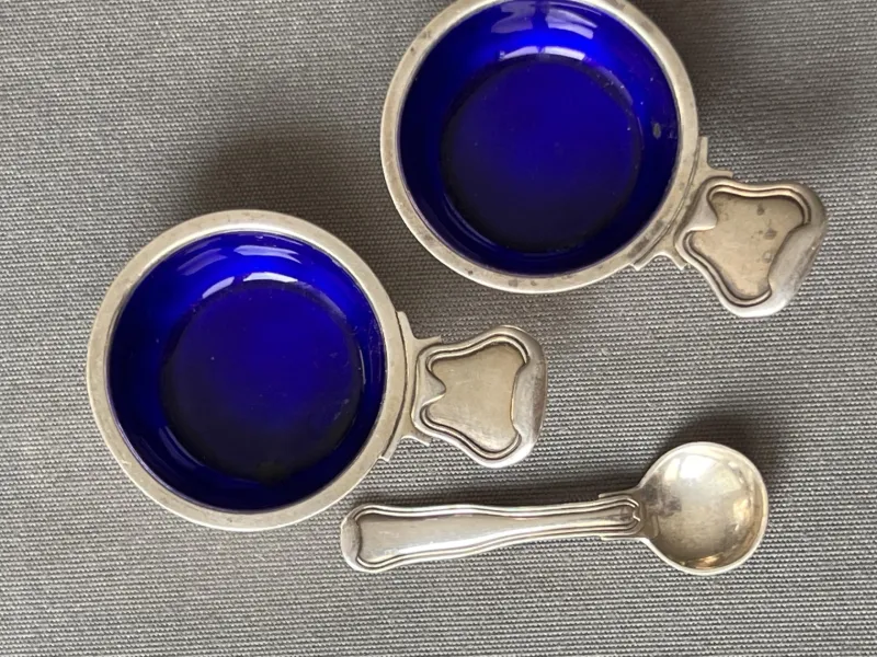 Pamono Silver Salt Shakers by Harald Nielsen for Georg Jensen, Denmark, 1950, Set of 3> Salt & Pepper Shakers