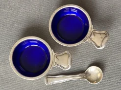 Pamono Silver Salt Shakers by Harald Nielsen for Georg Jensen, Denmark, 1950, Set of 3><noscript><img width=