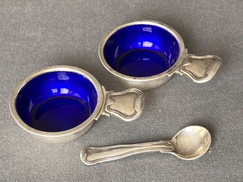 Pamono Silver Salt Shakers by Harald Nielsen for Georg Jensen, Denmark, 1950, Set of 3> Salt & Pepper Shakers