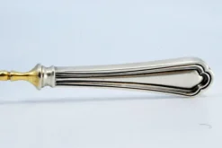 Pamono Silver Sauce Spoon with Golden Shell and Raised Stripes><noscript><img width=