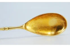Pamono Silver Sauce Spoon with Golden Shell and Raised Stripes><noscript><img width=