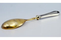 Pamono Silver Sauce Spoon with Golden Shell and Raised Stripes><noscript><img width=