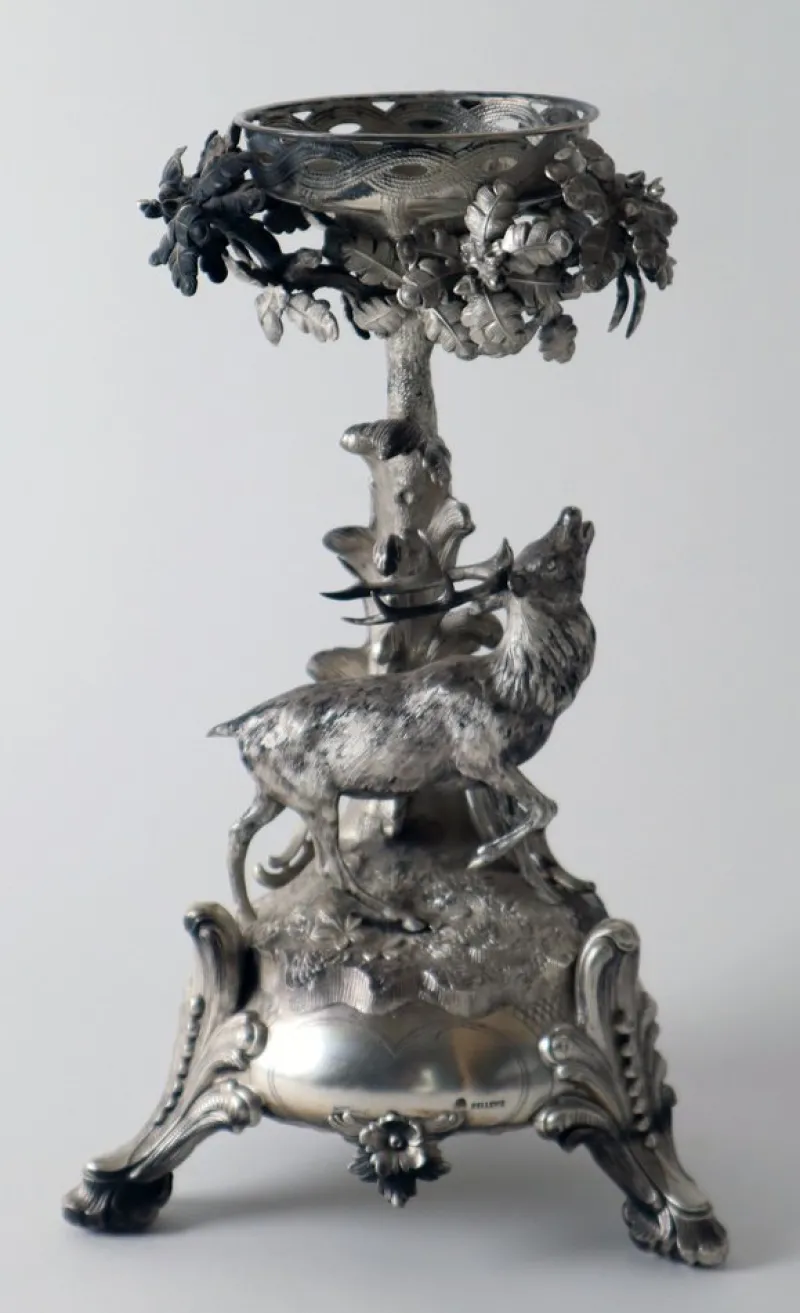 Pamono Silver Stag Candleholder Table from Heinrich Gottfried Dellevie, 1827