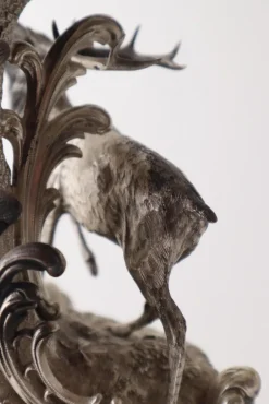 Pamono Silver Stag Candleholder Table from Heinrich Gottfried Dellevie, 1827