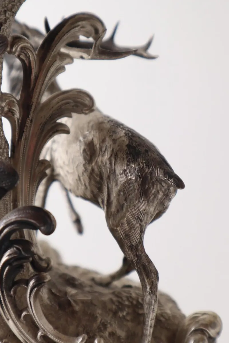 Pamono Silver Stag Candleholder Table from Heinrich Gottfried Dellevie, 1827
