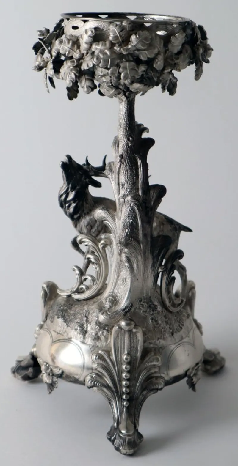 Pamono Silver Stag Candleholder Table from Heinrich Gottfried Dellevie, 1827