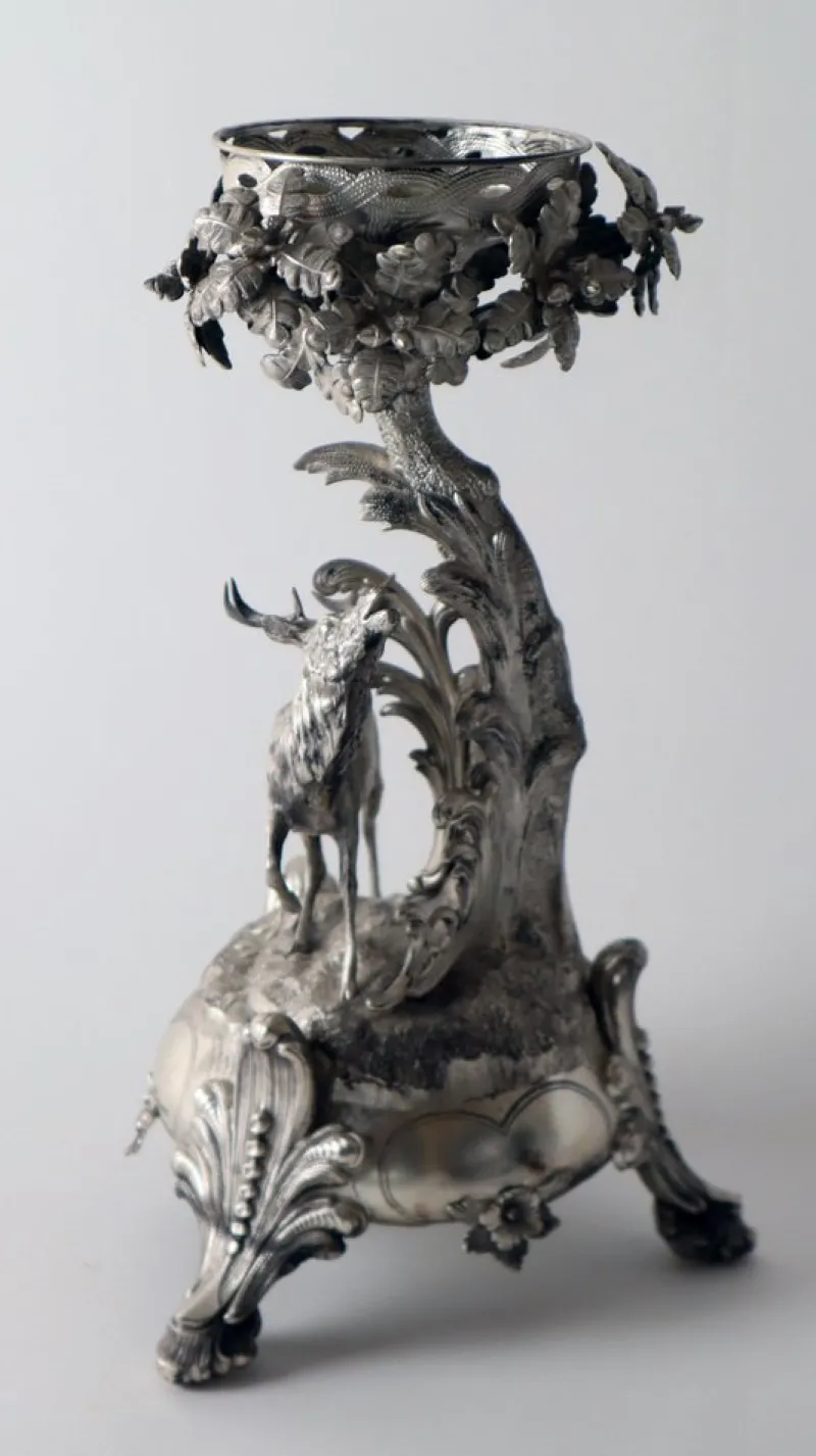 Pamono Silver Stag Candleholder Table from Heinrich Gottfried Dellevie, 1827