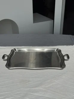 Pamono Silver Stainless Steel Serving Tray by Guy Degrenne, 1980s> Trays