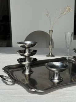 Pamono Silver Stainless Steel Serving Tray by Guy Degrenne, 1980s><noscript><img width=