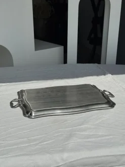 Pamono Silver Stainless Steel Serving Tray by Guy Degrenne, 1980s><noscript><img width=