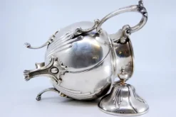 Pamono Silver Sugar Bowl with Segments, Scrolls, Raised Application Handles and Feet> Coffee & Tea Service