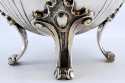 Pamono Silver Sugar Bowl with Segments, Scrolls, Raised Application Handles and Feet><noscript><img width=