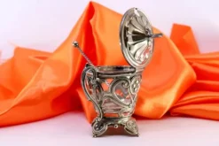 Pamono Silver Sugar Bowl with Spoon, Set of 2><noscript><img width=