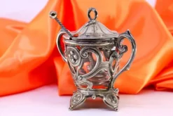 Pamono Silver Sugar Bowl with Spoon, Set of 2><noscript><img width=