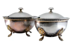 Pamono Silver Sugar Bowls with Friezes on the Edges, Set of 2> Bowls