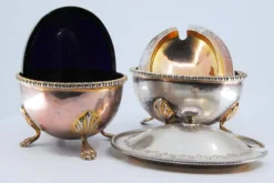 Pamono Silver Sugar Bowls with Friezes on the Edges, Set of 2><noscript><img width=