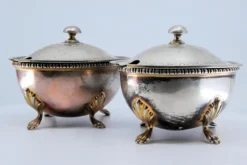 Pamono Silver Sugar Bowls with Friezes on the Edges, Set of 2><noscript><img width=