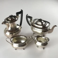 Pamono Silver Tea Set, Sheffield, England, 1930s, Set of 4><noscript><img width=