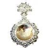 Hot Pamono Silver Tea Strainer with Reliefs, Applications and Caravel Cut-Out Handle