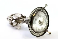 Pamono Silver Toothpick Holder with Floral Reliefs and Applications, Jar with Circular Base and Claw-Shaped Feet><noscript><img width=