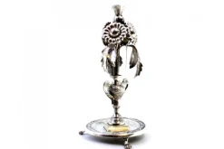 Pamono Silver Toothpick Holder with Floral Reliefs and Applications, Jar with Circular Base and Claw-Shaped Feet><noscript><img width=