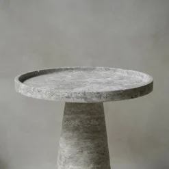 Discount Pamono Silver Travertine Cone Side Table from Kiwano Concept