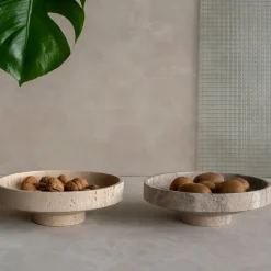 Pamono Silver Travertine Narrow Bowl from Kiwano Concept> Tabletop|Bowls