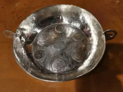 Outlet Pamono Silver Tray with Embedded Silver Coins, 19th Century