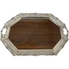 Pamono Silver Tray with Wooden Melamine by H. Hooijkaas, 1974> Trays