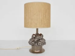 Discount Pamono Silver-Glazed Ceramic Table Lamp by Ugo Zaccagnini, Italy, 1970s