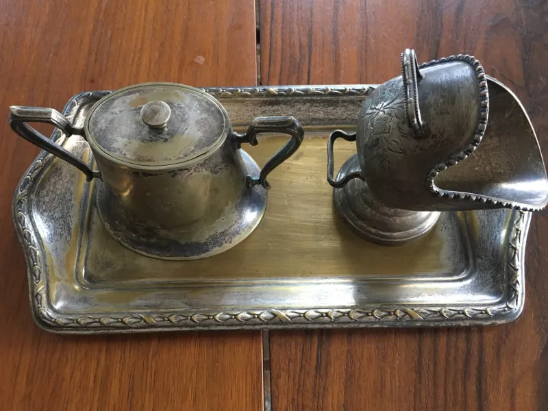 Best Pamono Silver-Plated Brass Sugar Bowls & Tray, 1960s, Set of 3