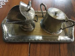 Best Pamono Silver-Plated Brass Sugar Bowls & Tray, 1960s, Set of 3