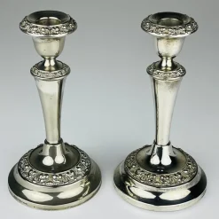 New Pamono Silver-Plated Candleholders from Ianthe, England, 1950s, Set of 2