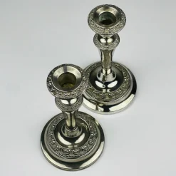 New Pamono Silver-Plated Candleholders from Ianthe, England, 1950s, Set of 2