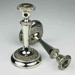 New Pamono Silver-Plated Candleholders from Ianthe, England, 1950s, Set of 2