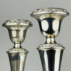 New Pamono Silver-Plated Candleholders from Ianthe, England, 1950s, Set of 2