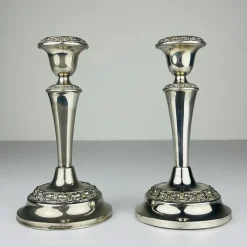 New Pamono Silver-Plated Candleholders from Ianthe, England, 1950s, Set of 2